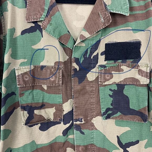BDU Shirt Retired Woodland Camouflage Cargo Tactical Hunting Military Size Large - Picture 6 of 9